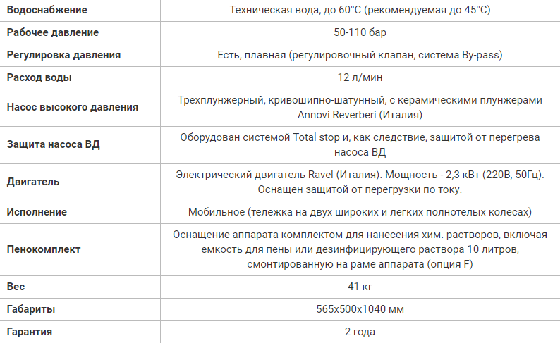 Посейдон E2-110-12, 2,3 кВт (220В), 110 бар, 12 л/мин с комплектом бака для химии